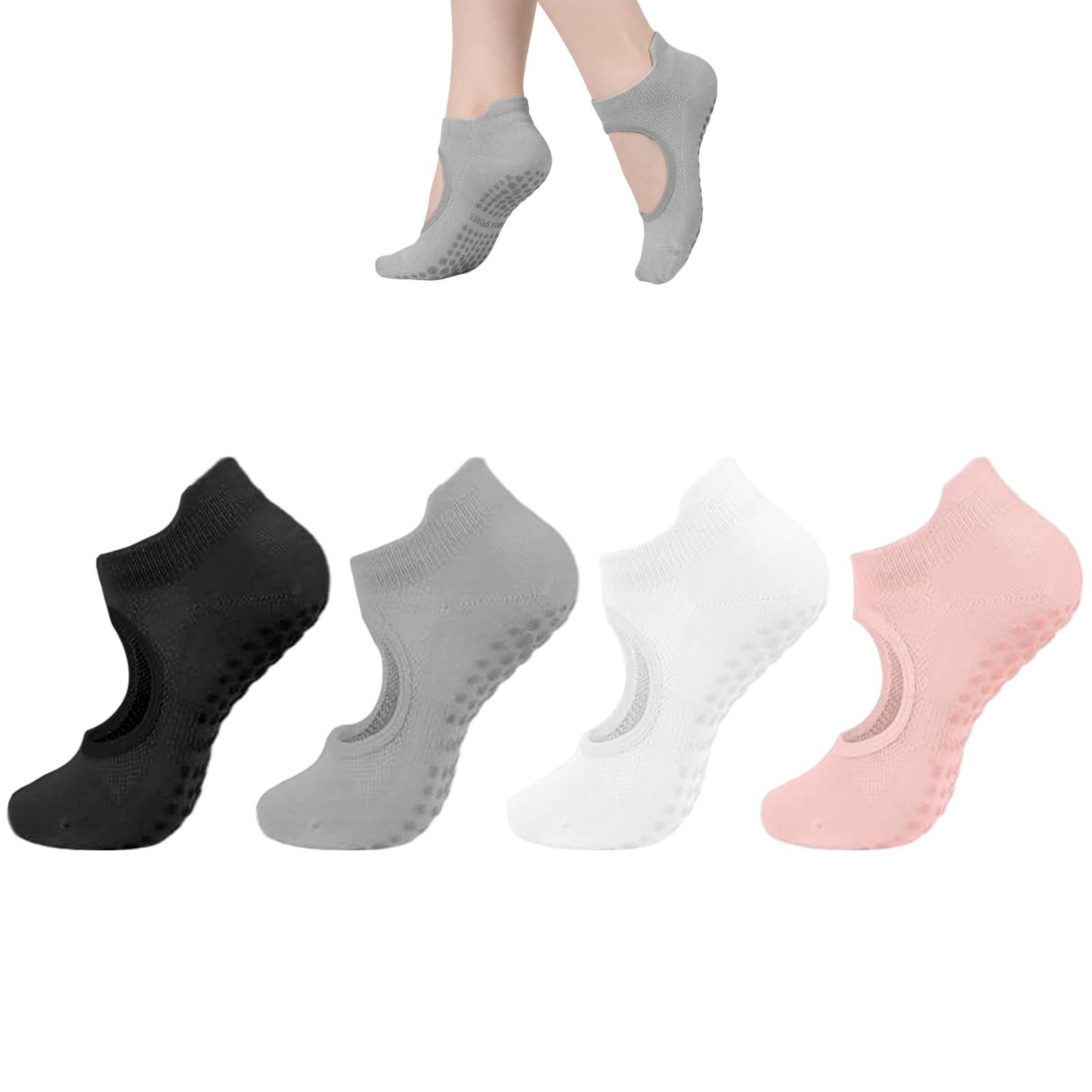 flintronic Yoga Socken, Antirutsch Socken, Rutschfeste Socken Sport für Yoga, Barre, Pilates, Tanz, Barfuß, Trampolin, Zuhause, Krankenhaus für Damen und Herren