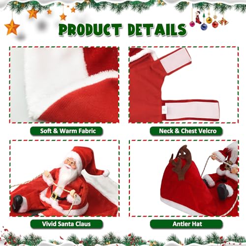 BT Bear Santa Christmas Dog Costumes,Santa Claus Riding Pet Cosplay Costumes Party Dressing up Dog Outfit for Cats Puppy Small Dogs Medium Dogs(M,Red) - Image 3