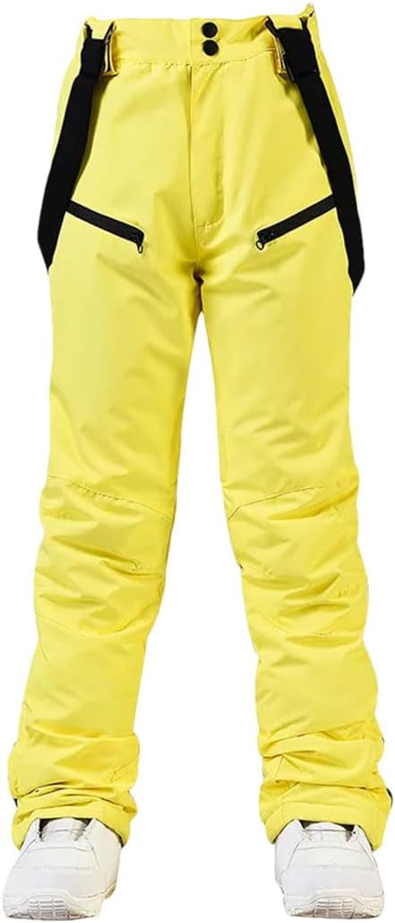 Men Women Ski Pants Windproof Winter Thicken Snow Pants Outdoor Sports Snowboarding Breathable Strap Trousers