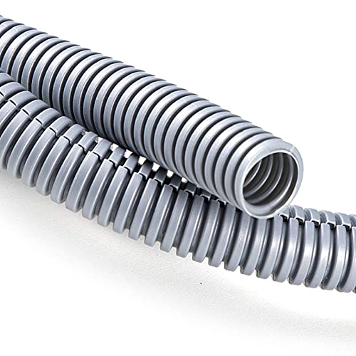 Image of ZhiYo 20FT 1 /4 inch Wire Loom Split Tubing Auto Wire Conduit Flexible Cover | High Temperature Heat Resistant -40F to 257F | Plastic Cover for Electrical Wires & Cables, Grey