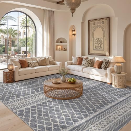 Image of cotiled Boho 5x8 Area Rugs for Living Room: Soft Moroccan Washable Rug