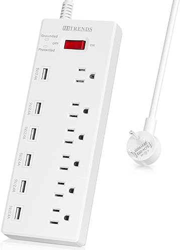 Protector contra sobretensiones HITRENDS con 6tomas de corriente con 6puertos de carga USB cable USB de extensión multienchufe 1625W13A para disponible en Yaxa Colombia