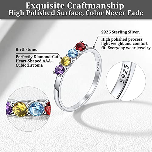 Bestyle BTR27070B-3-OEMBT Custom Birthstone Rings For 3, Dainty Sterling Silver Stacking Band Ring For Women, Great Statment Promise Ring On Thanksgiving/Christmas/Valentines'/Mother'S Day thumb #4
