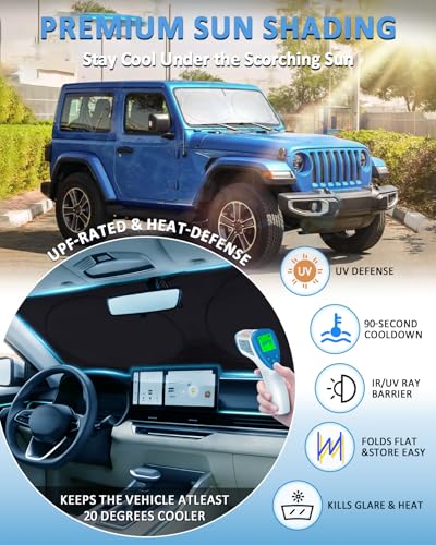 Image of Windshield Sun Shade for 1997-2015 2016 2017 2018 Jeep Wrangler TJ JK JKU