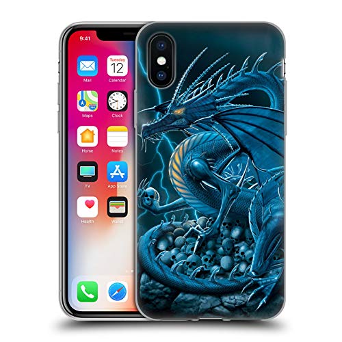 Coque Gel compatible iPhone X XS MagSafe Antichoc Vincent HIE Dragons Bleus Protection
