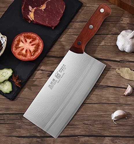 SELECT MASTER Vegetable Cleaver Knife 8 Chinese Chefs Knives Ceavers Kitchen knife Stainless Steel Thin Blade with Pear Wood Handle Triple Riveted Steel for Home Kitchen and Restaurant