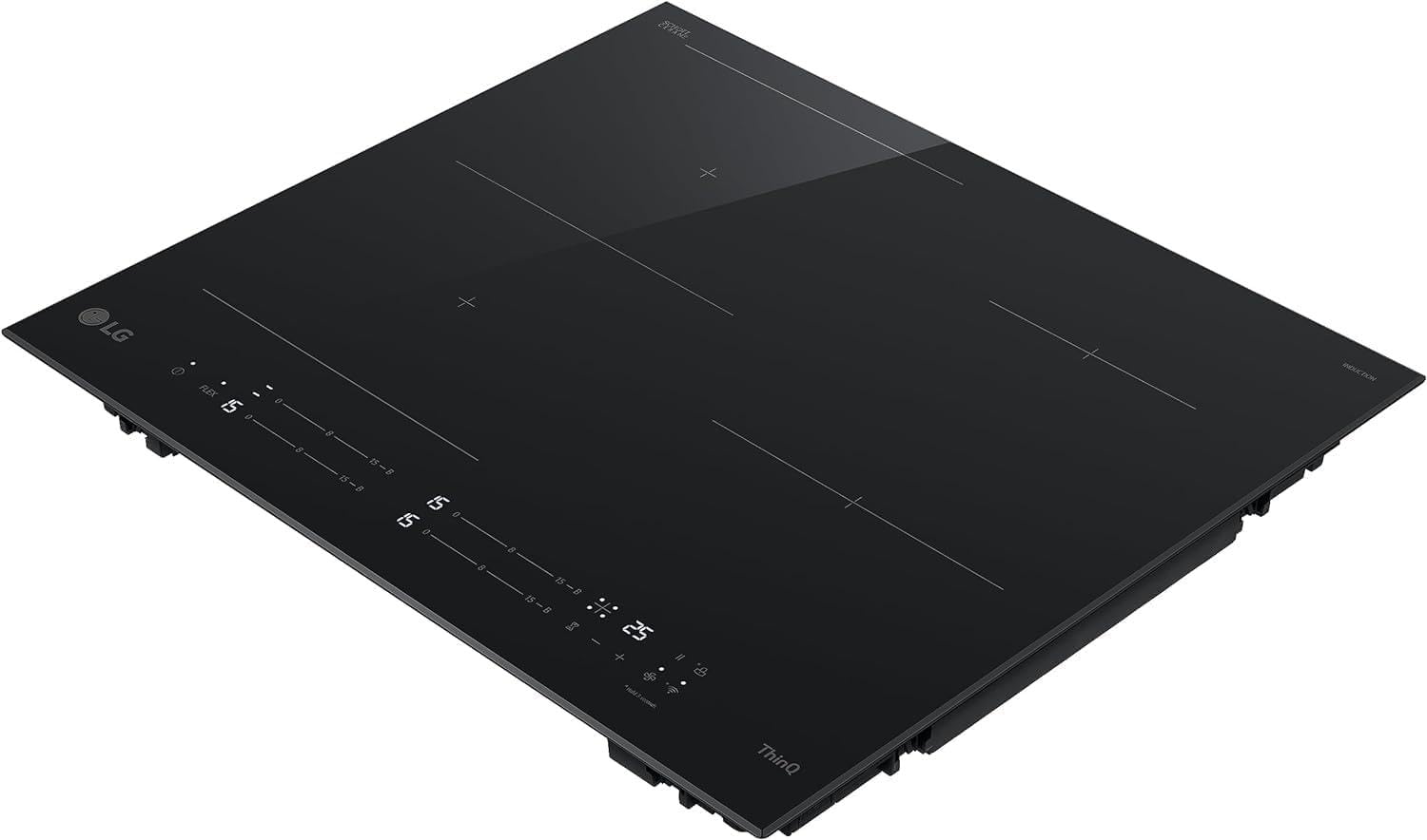 LG Płyta indukcyjna CBIZ2435B 60 cm, moc od 2,5 do 7,4 kW, 4 strefy całkowite, 1 strefa Flex, 15 poziomów mocy + doładowania, niezależne sterowanie dotykowe, Wi-Fi, szkło ceramiczne SCHOTT, kolor