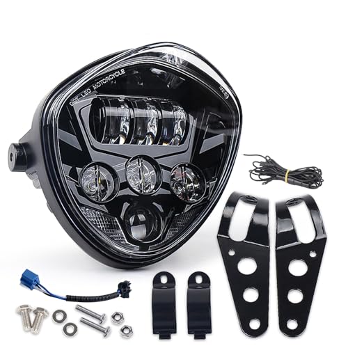 7inch motorcycle LED Headlight Hi Lo Beam White&Red DRL for Harley Davidson Kawasaki Ducati Suzuki Yamaha Victory Honda Triumph Indian Fits any motorcycle with 1.38inch-1.69inch fork tubes.black