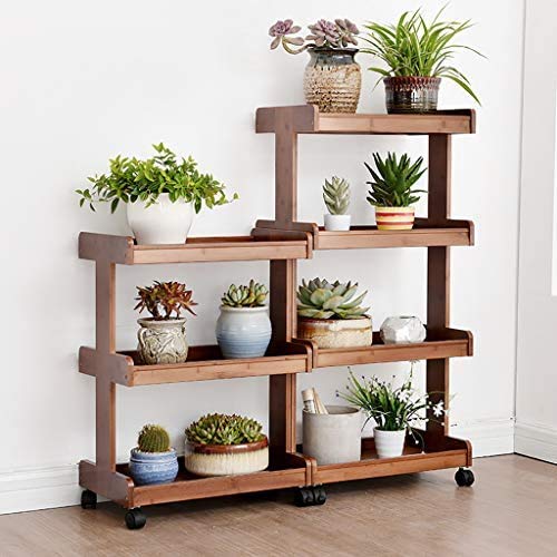 Image of 3-Tier Solid Wood Dining Room Wine Serving Trolley (3 Tier, Brown Polish) (Style 13)