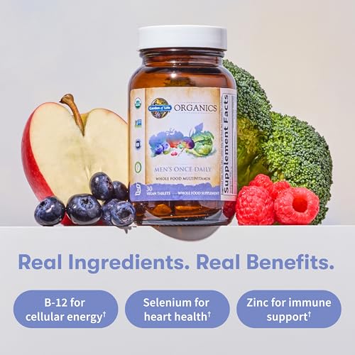 Garden of Life Once Daily Whole Food Multivitamin for Men, Organic Mens Vitamins & Minerals, Vitamin C, Zinc, Vegan, for Health & Well-Being, 60 Tablets - Image 4