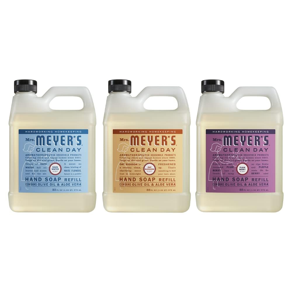 Mrs. MEYER'S 99 Fl Oz (Pack of 1) / Rainwater + Oat Blosom + Plum Berry / 1 Hand Wash