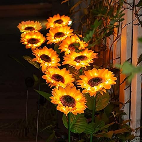 magriaid Outdoor Sunflower Solar Garden Stake Lights, LED Solar Powered Lights for Decorative Lights for Garden Patio Porch Backyard Yellow (10) Cover