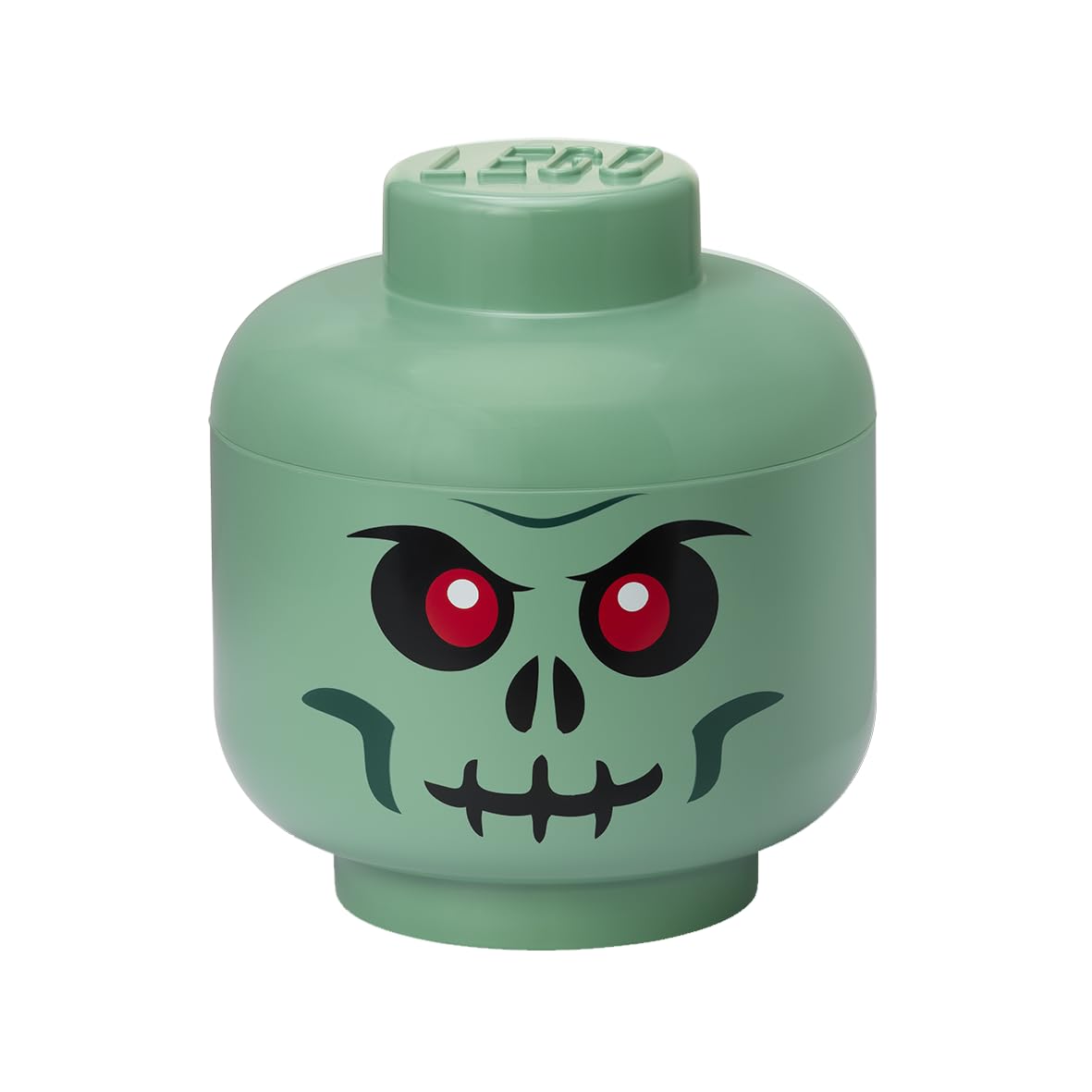 LEGO STORAGE HEAD (LARGE) - GREEN SKELETON - Polypropylene Storage Box with Lid for Kids' Toy Storage, Stackable Organizer, and Fun Storage Solution for LEGO Enthusiasts and Beyond