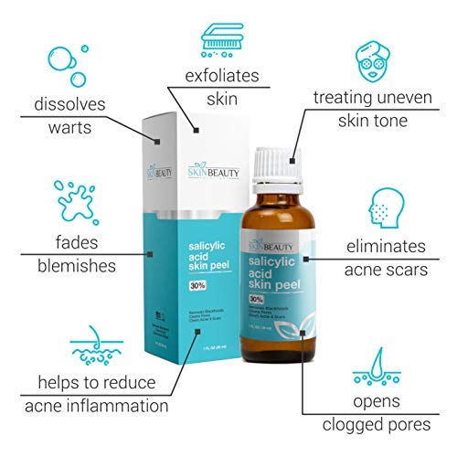 SALICYLIC Acid 30 Chemical Peel with Beta Hydroxy BHA For Rosacea, Blackheads, Whiteheads