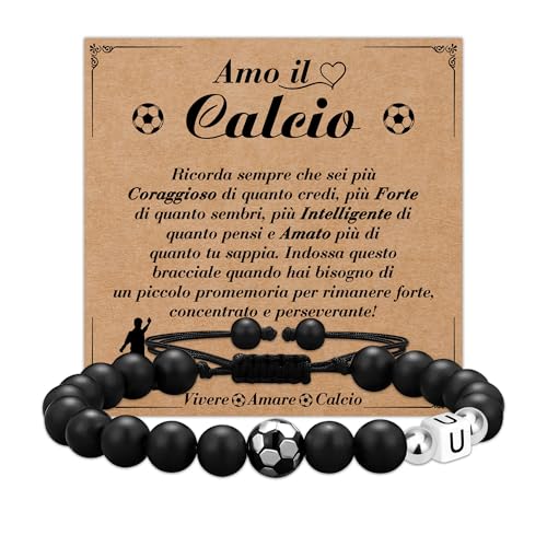 Casxyue Regalo Calcio Per Bambino Ragazzo Bracciale Bambino Con Ciondololettera