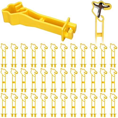 Image of Outus 25 Pcs Reversed Extender Insulator Snap Fit T Post Insulators for Electric Fence Wire for Yard Agricultural Ranchers Farm Fence (Yellow)