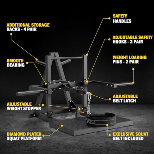 Image of Mikolo Belt Squat Machine, Leg Press Machine, Squat Machine with Weightlifting Belf for Home Gym, 11 Gauge Steel, 1000 lb Capacity