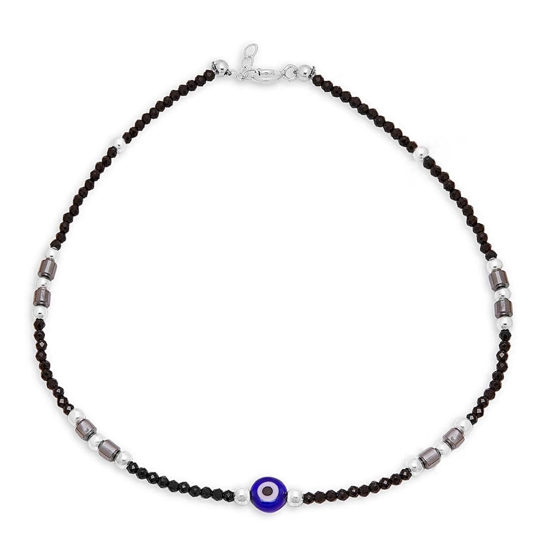 zavya 925 Sterling Silver Coloured Beads Evil eye Rhodium Plating Nazaria Anklet (Single) | | Gift for Women & Girls | With Certificate of Authenticity & 925 Stamp-picture-16