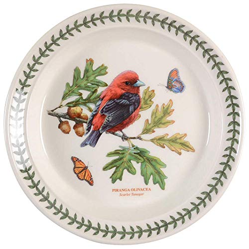 Portmeirion - Botanic Garden Birds Collection Salad Plate With A Scarlet Tanager Motif, Round, Salad, Dessert, Or Dinner Plate, Ceramic, Dishwasher & Microwave Safe, 8.5 Inch #TOP12