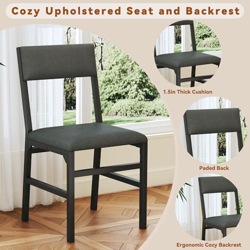 Round Dining Table Set for 4, 5-Piece Kitchen Table and Chairs for…