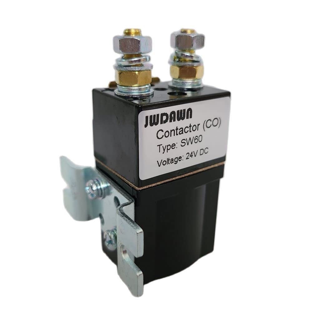 JWDAWN DC Solenoid Relay Contactor SW60 12V 24V 48V 80A Electric Vehicles Accessories Material Handling Forklift Pallet Truck Stacker Aerial Lift Platform Golf Cart Robot Sweeper Parts Wagon (DC24V)