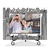 New York Wooden Photo Frame - Wedding & Honeymoon Gifts for Couples & Friends - 4 x 6 Picture Frame - Tabletop Display - Home Office Desk Decoration