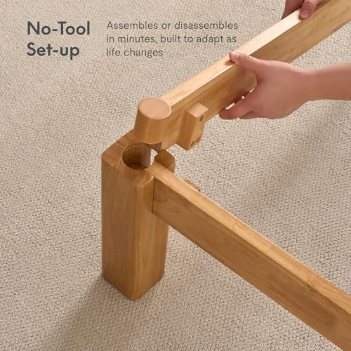 Image of FLEXISPOT Hako G2 Japanese Joinery Bed Frame, Solid Rubberwood Queen Platform Bed, IAS & SGS Certified, Japandi Minimalist Style, Noise-Free, No Tools Assembly, 10-Year Warranty, Natural Oak