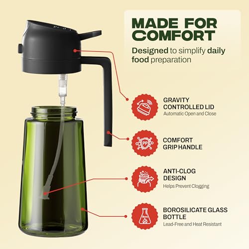 Image of PORTENTUM Dispenser Bottle, Spray Bottle for Cooking,Sprayer for Air Fryer, and Vinegar Pourer and sprayer bottle, Kitchen Bottle | 500ml (Style B)