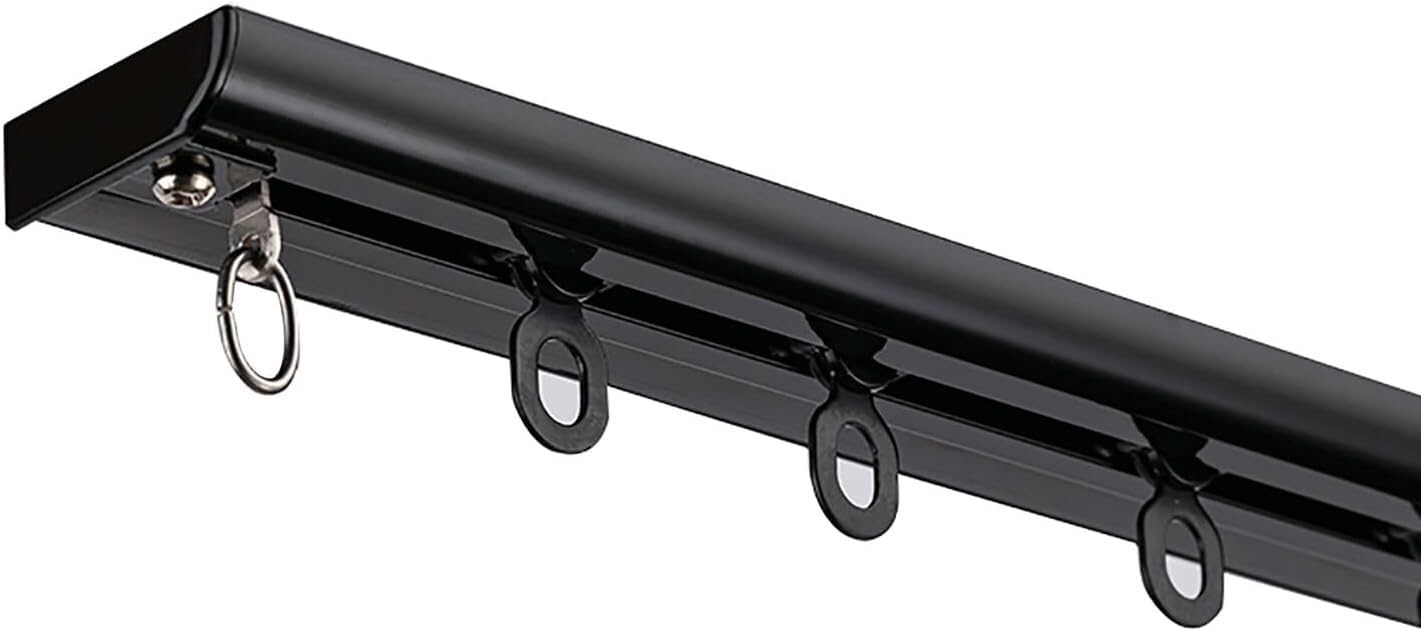 LPeMYXbYT Ultra-Thin Curtain Track White RV Curtain Track Ceiling Curtain Track Curtain Rods Aluminum Curtain Track Room Divider Curtain Track for Privacy in Open Rooms(Black,5.5m(18ft))