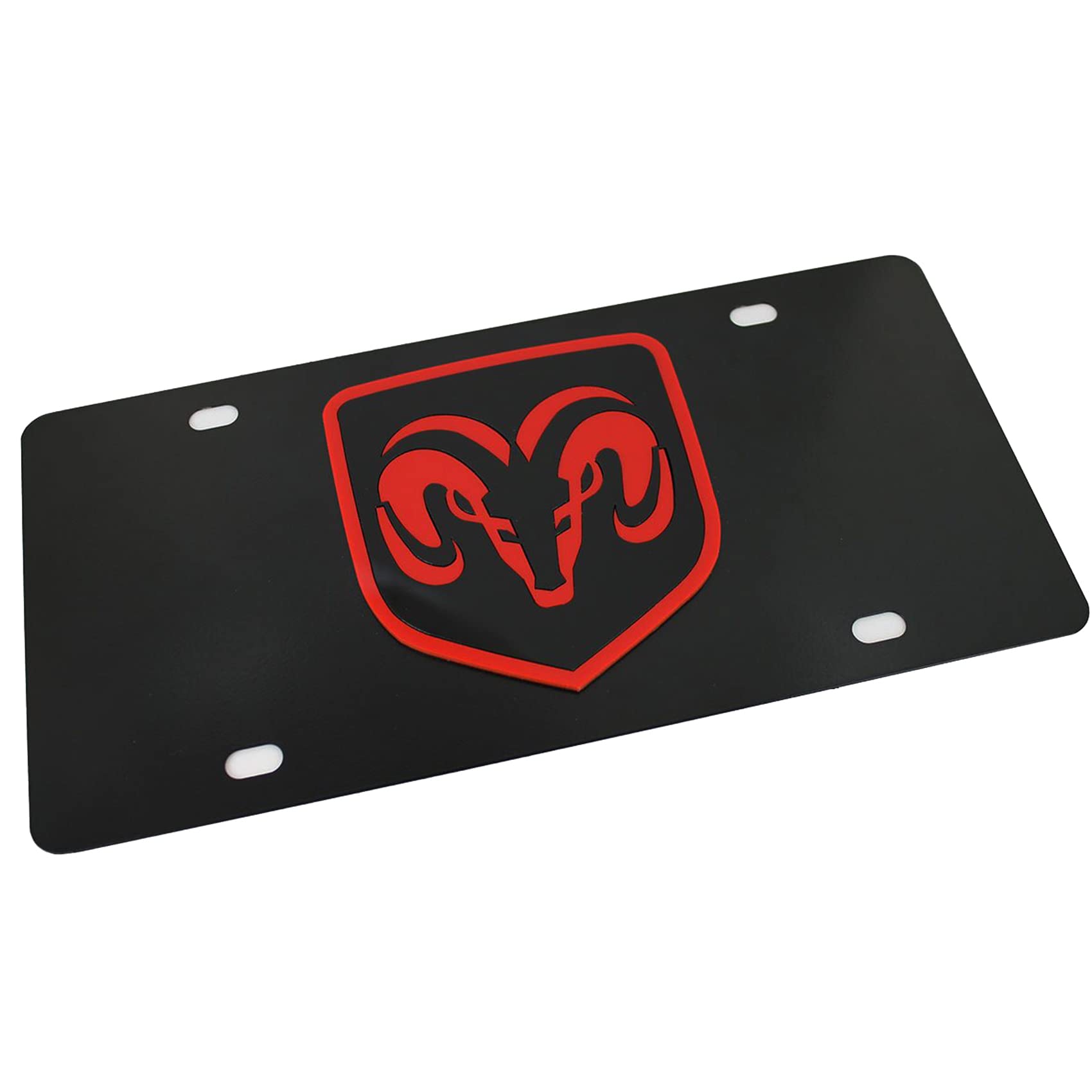 Eurosport Daytona Logo On Carbon Stainless Steel License Plate for Dodge RAM (Black)