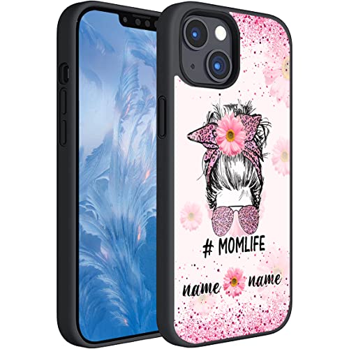 Messy Bun Momlife Pink Daisy Leopard Custom Mommy Gifts Rubber Phone Case For Iphone 14 13 12 11 8 6Plus Samsung S23 S22 S21 S20 Plus Ultra A03S A53 A32 Funny Mom Mother Birthday Gift #TOP13