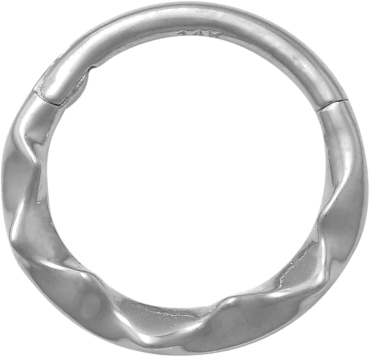 ANYGOLDS 14K Real Solid Wrinkled Gold Hoop Septum Ring Earring - 18-gauge Cartilage Daith Helix Tragus Conch & Rook Piercing Jewelry - White & Yellow Gold Hinged Clicker Hoop - Sold as a Single