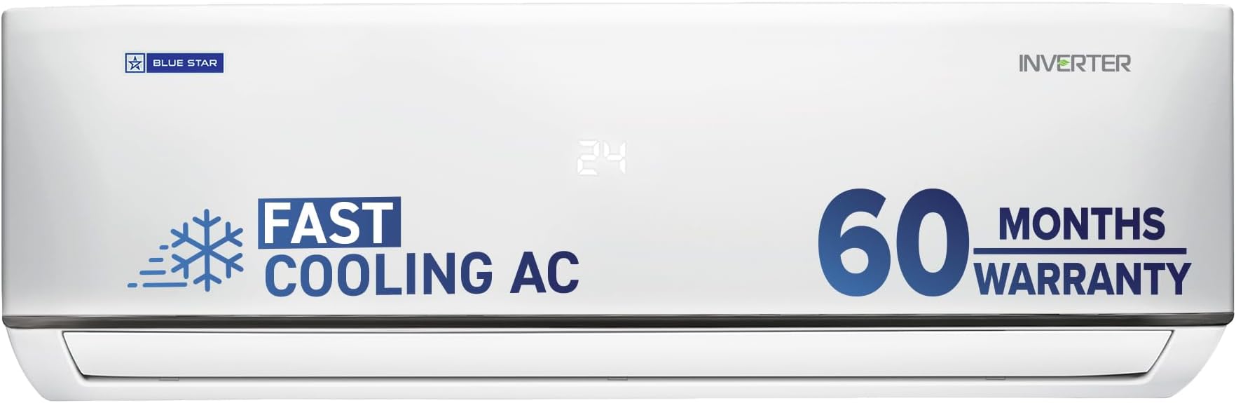 2 Ton 5 Star, Inverter Split AC (Copper, Convertible 5 in 1 Cooling, Multi Sensors, Dust Filter Blue Fins, Self Diagnosis, IC524DNUR,White)