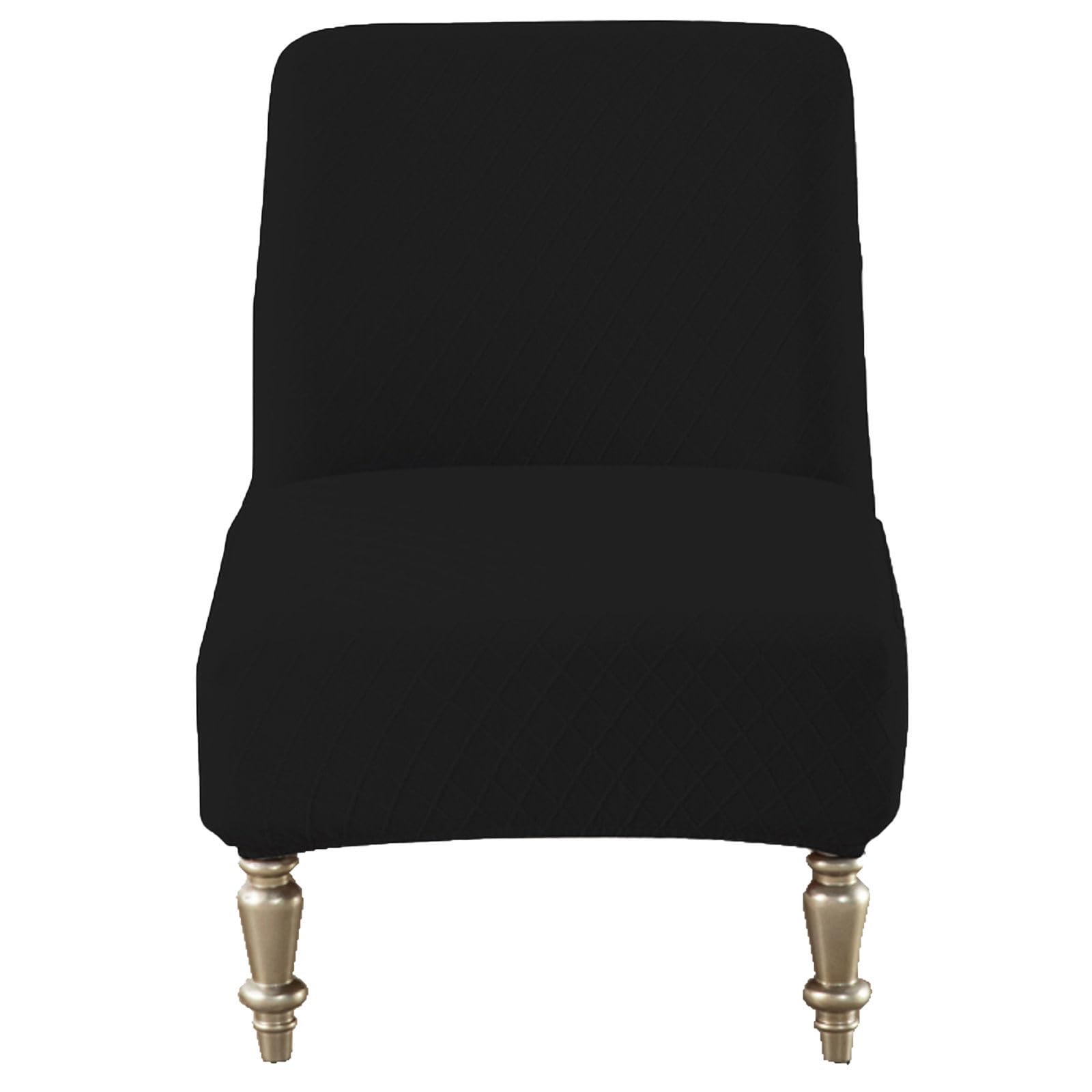 ZRCYXDW Stretch Armless Accent Chair Cover, Soft Spandex Armless Chair Slipcover with Elastic Bottom Removable Slipper Chair Slipcover Washable for Living Room Decoration-Black-1 Piece