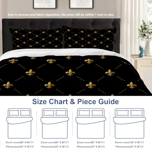 Linge de lit Fleur de Lis avec couette imprimée 3 pièces pour grand lit - 8