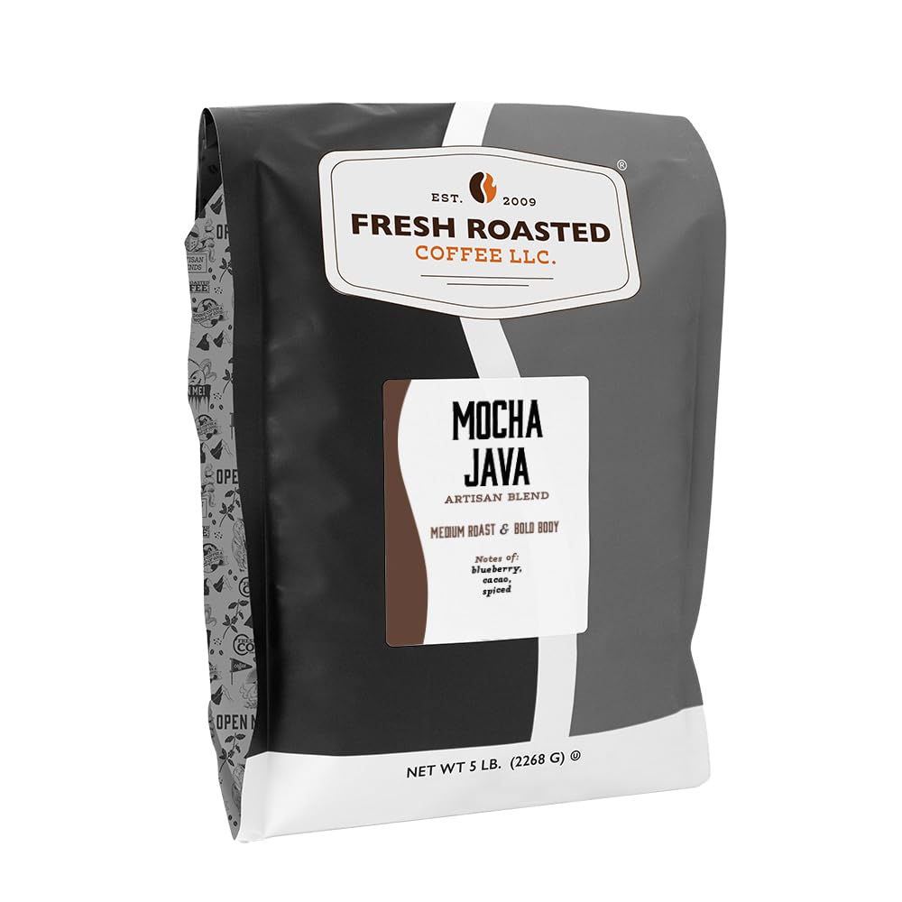 Fresh Roasted Coffee, Mocha Java, 5 lb (80 oz), Medium Roast, Kosher, Whole Bean