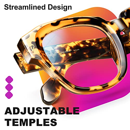 Image of VISOONE Acetate Blue Light Blocking Glasses Square with Anti Computer Glare for Gaming Women and Men GROUSE