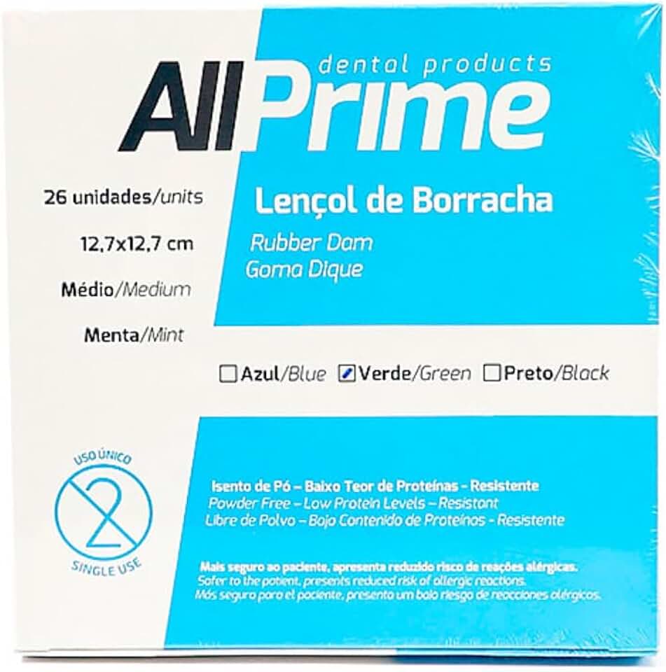 Lençol De Borracha Odontológico 12,7x12,7cm Azul |