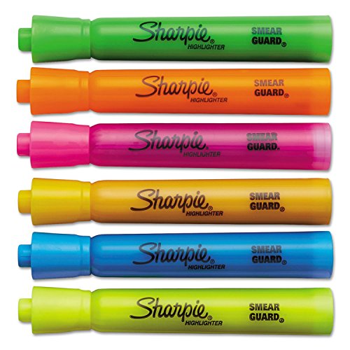 Sharpie Accent Tank-Style Highlighters, 6 Colored Highlighters (25076) (5, 6-Pack)