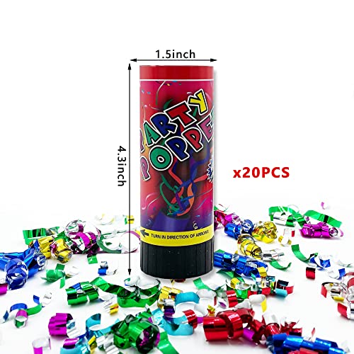 20 Pcs Party Confetti Poppers Cannons For Wedding Birthday Graduation Baby Shower Anniversary Christmas New Year's Party Celebrations Supplies And Favors #TOP2