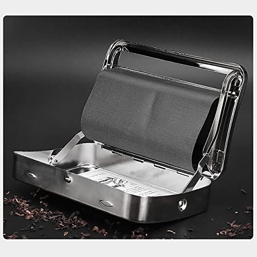 Tobacco Rolling Machine Silver Cigarette Roller Machine, 1Pcs Automatic Cigarette Rolling Machine, 78mm Cigarette Roller Adjustable Joint Rolling Machine and Storage Case