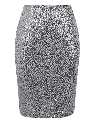 PrettyGuide Women's Sequin Skirt High Waist Sparkle Pencil Skirt Party Cocktail4
