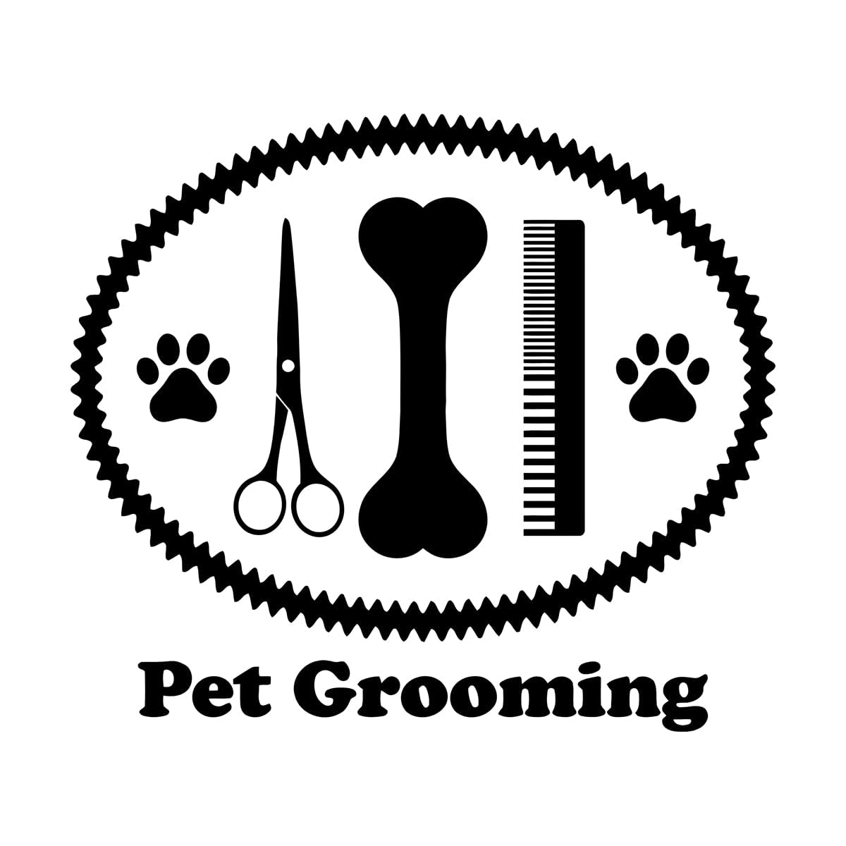 Pet Grooming Animals Shop Scissors Comb Bone Wall Decals 54x62.4cm It Won't Fall Off Large Black
