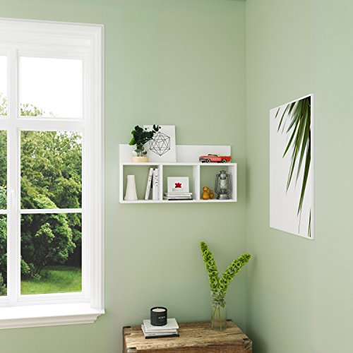 Danya B. Modern 3 Cube Floating Wall Shelf with Display Ledge - Easy to Hang Wall Mounted Triple Cubby Shelf (White) by Danya B - Image 3