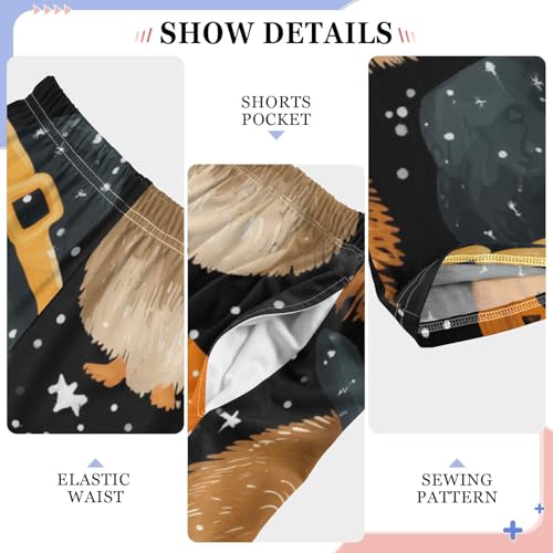 ZZXXB Pomeranian with Witch Hat Boys Long Pants Soft Trousers Elastic Waist Kids Lounge Bottoms with Pockets S-XL4