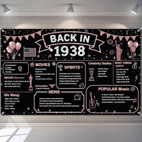 Image of BlissYard Rose Gold 80th Birthday Party Backdrop 71x43 Inch