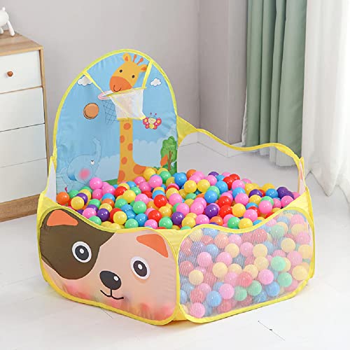 Image of BabyGo Kids Activity Basketball Giraffe Ball Pool for Kids, Play Tent House for 2+ Year Old Girls and Boys, Ball Pit for Kid, Spacious, Lightweight, Portable & Easy to Set Up (Yellow) (No Balls)