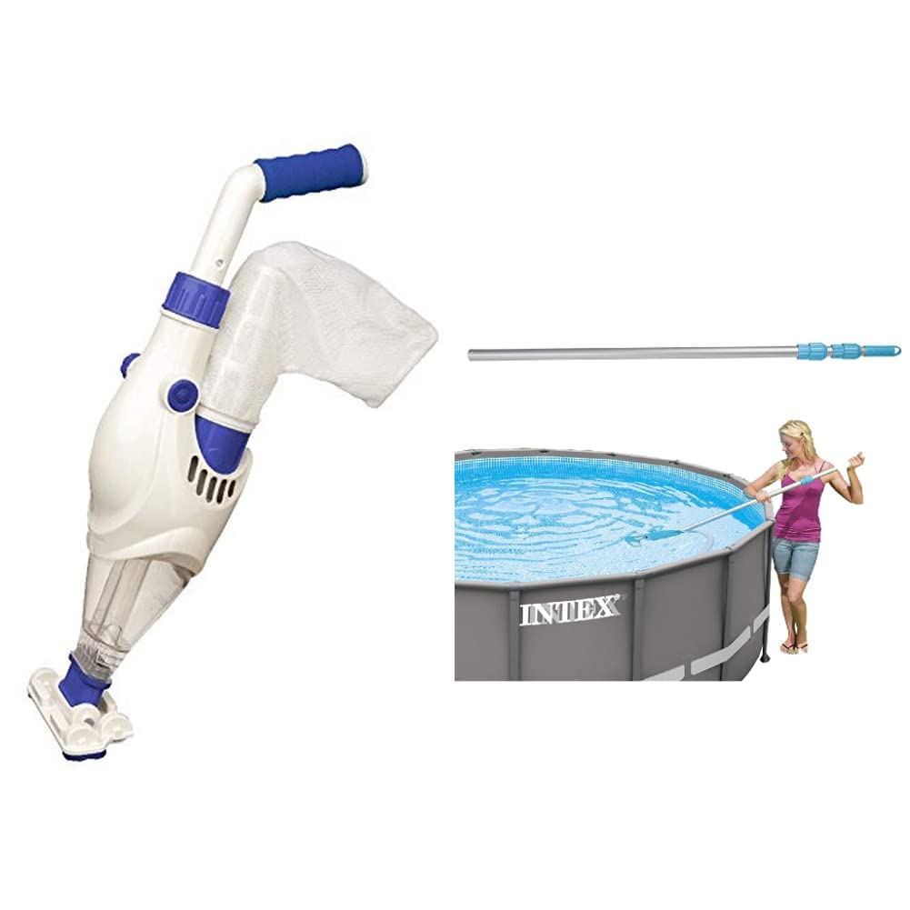 Gre VCB10 Electric Vac Pulitore elettrico per piscina, 37 l/h & Intex 29055 Asta Telescopica in Alluminio, Lunghezza 279 cm
