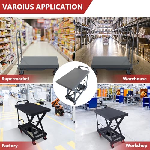 Cheinauto PIS_00U132A6 Hydraulic Scissor 500Lbs Capacity, Manual Scissor Lift Table W/ 4 Wheels And Foot Pump thumb #6