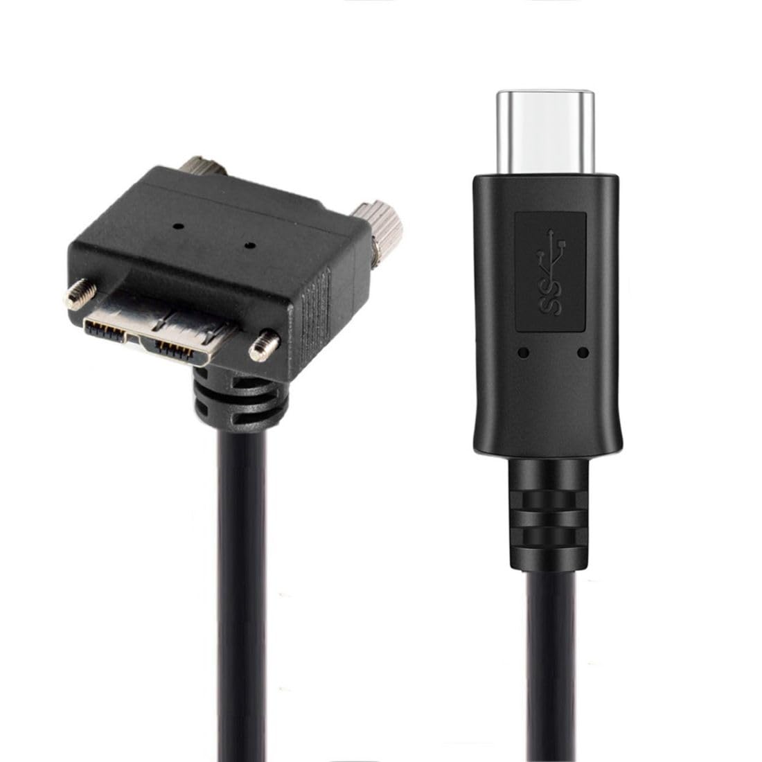 chenyang USB C to Micro USB 3.0 Data Cable 90 Degree Down Angled with Screw Mount 5Gbps